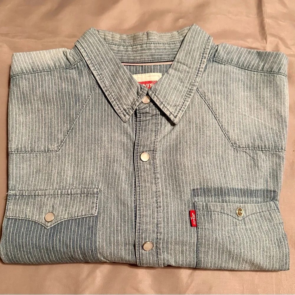 Boys Levi's Striped Denim Button-Front Shirt